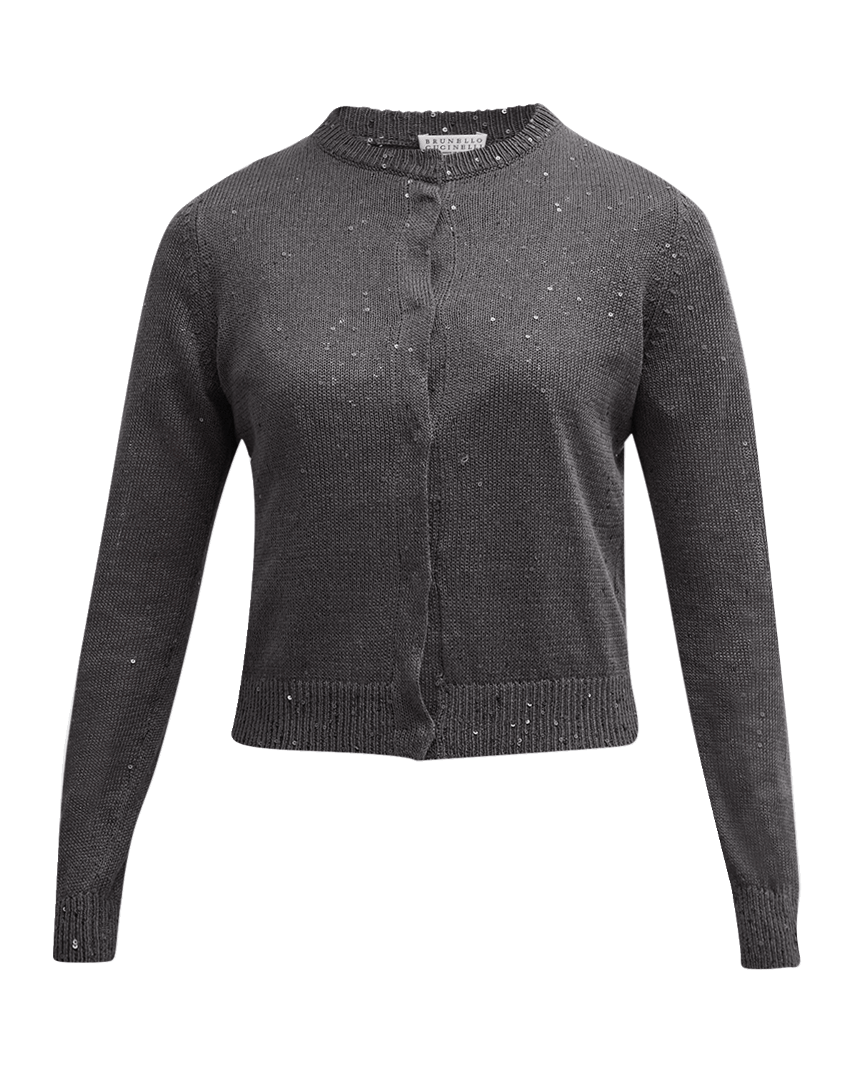 Brunello Cucinelli Silk Linen Cropped Cardigan with Paillette Detail