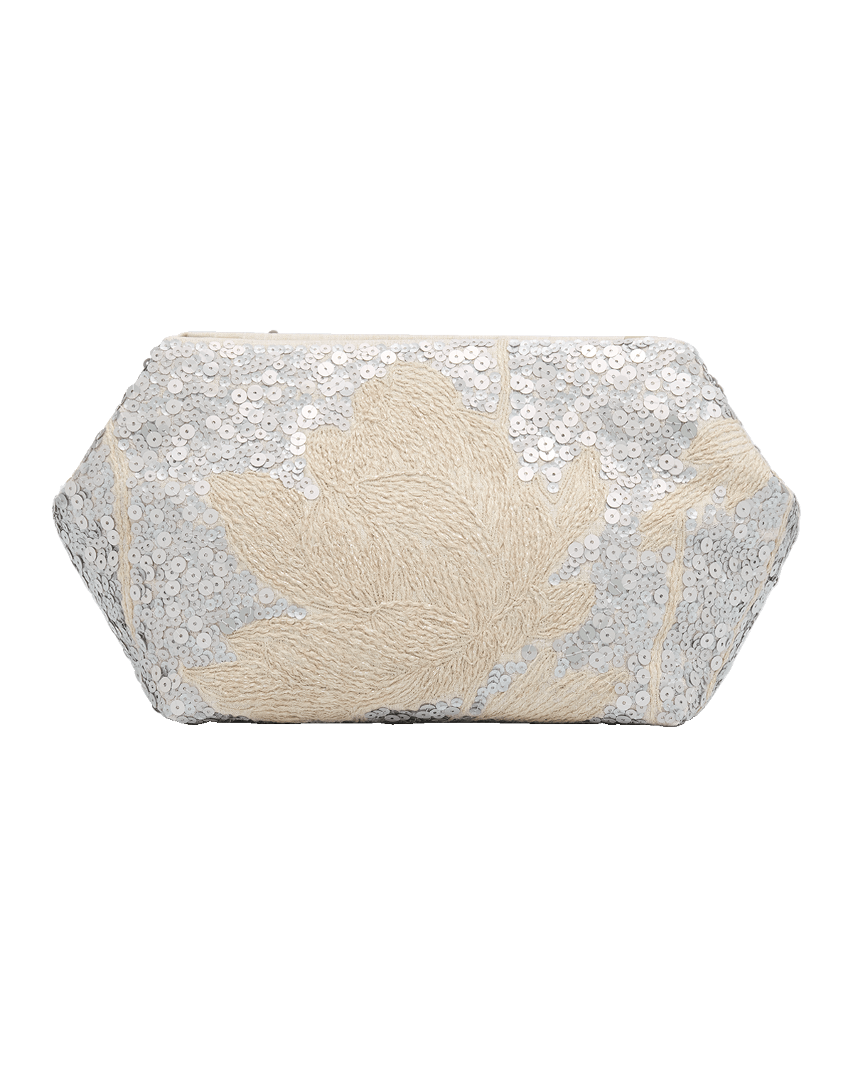 Brunello Cucinelli Sequined Magnolia-Print Clutch Bag