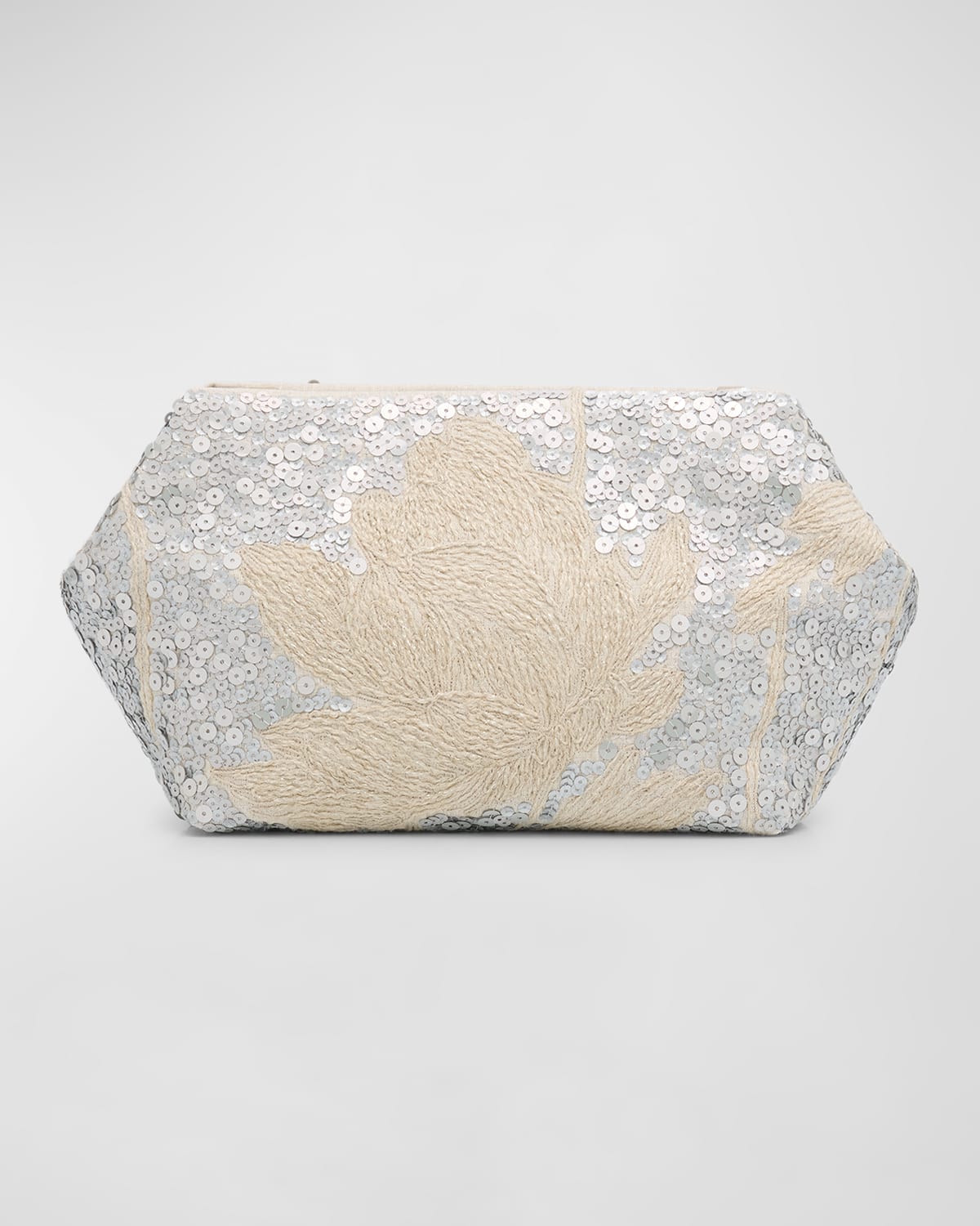 Brunello Cucinelli Sequined Magnolia-Print Clutch Bag