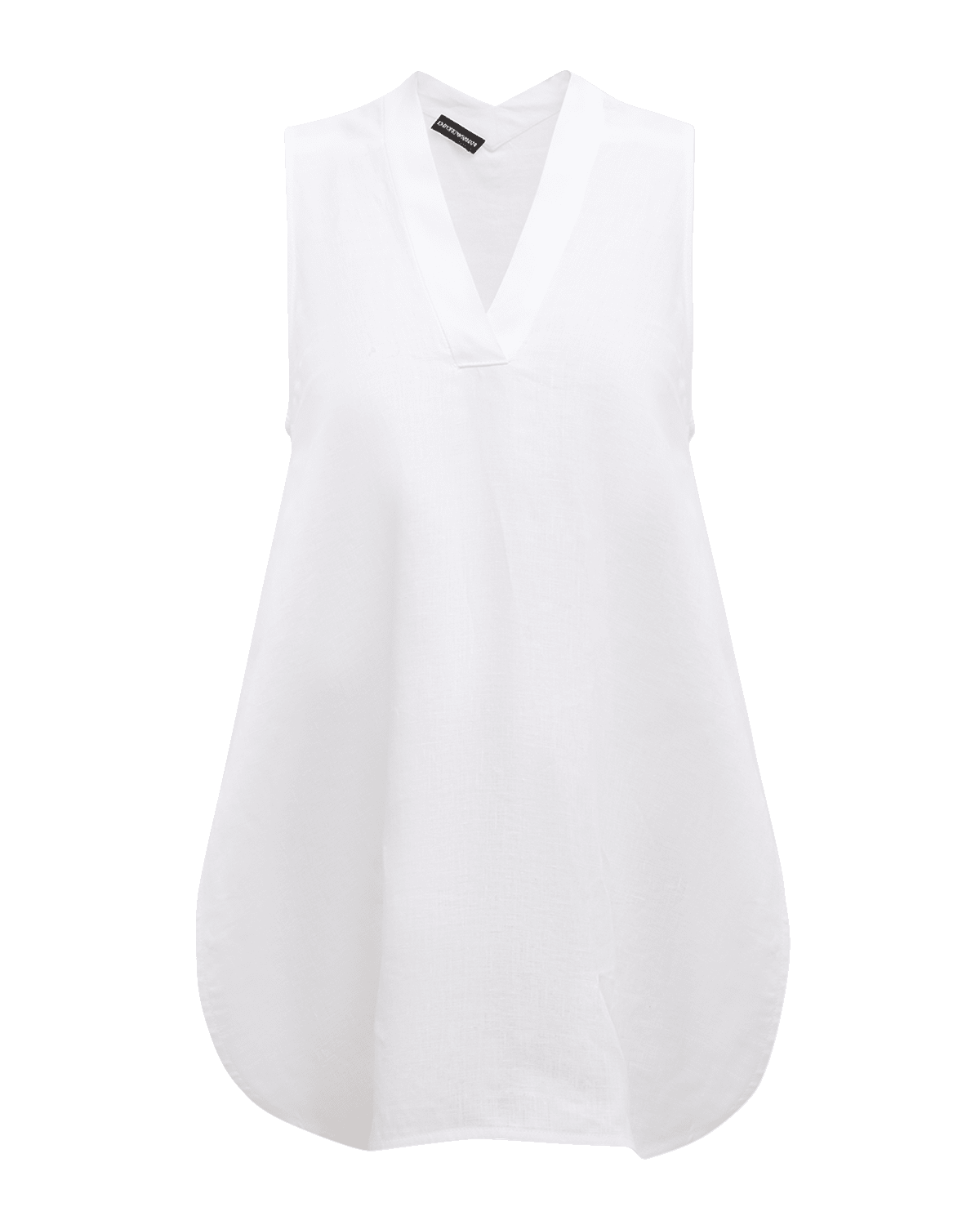 Emporio Armani Sleeveless High-Low Linen Blouse