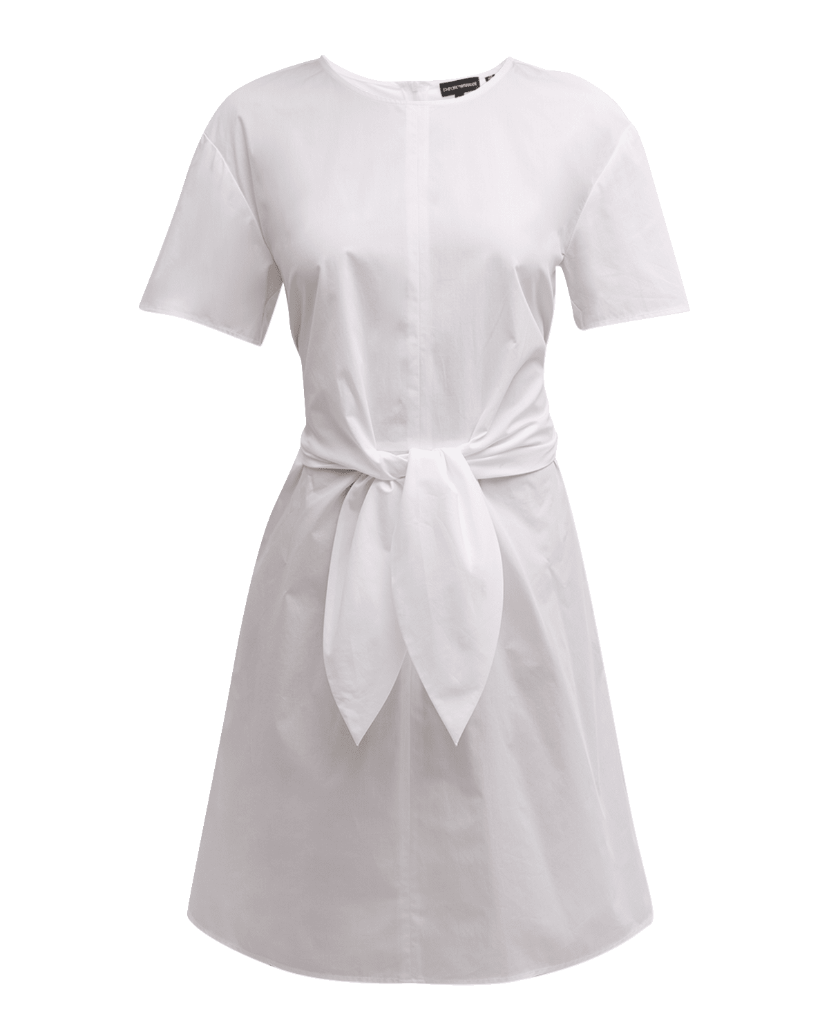 Emporio Armani Cutout Tie-Waist Cotton Poplin Mini Dress