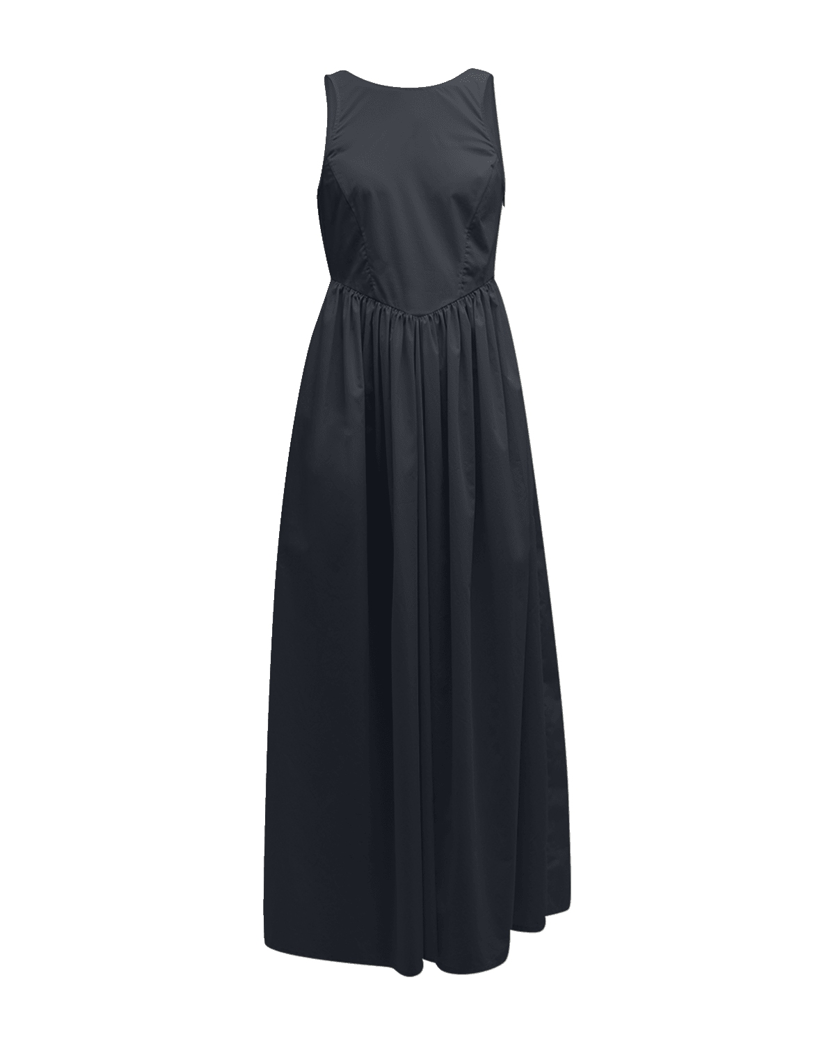 Emporio Armani Sleeveless Ruched Cotton Poplin Maxi Dress