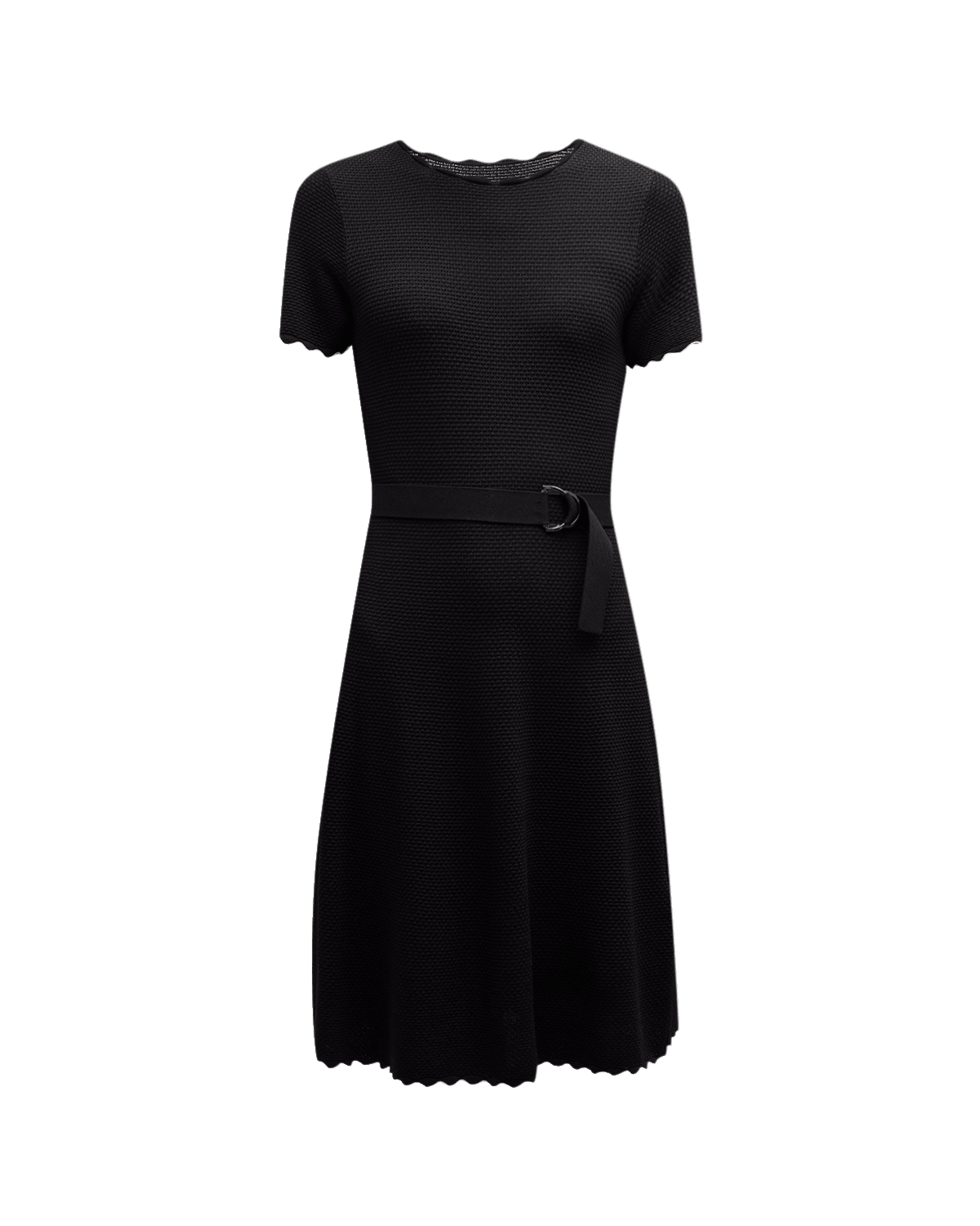 Emporio Armani Scalloped A-Line Knit Midi Dress