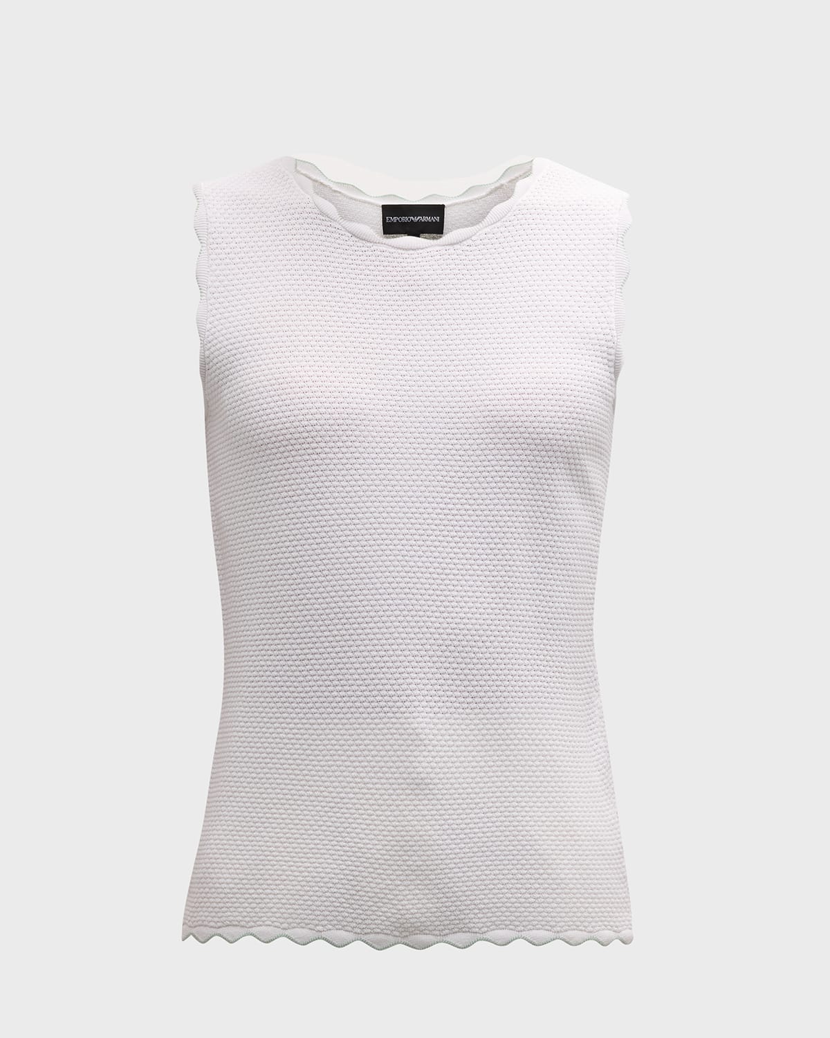 Emporio Armani Scalloped Crewneck Knit Tank