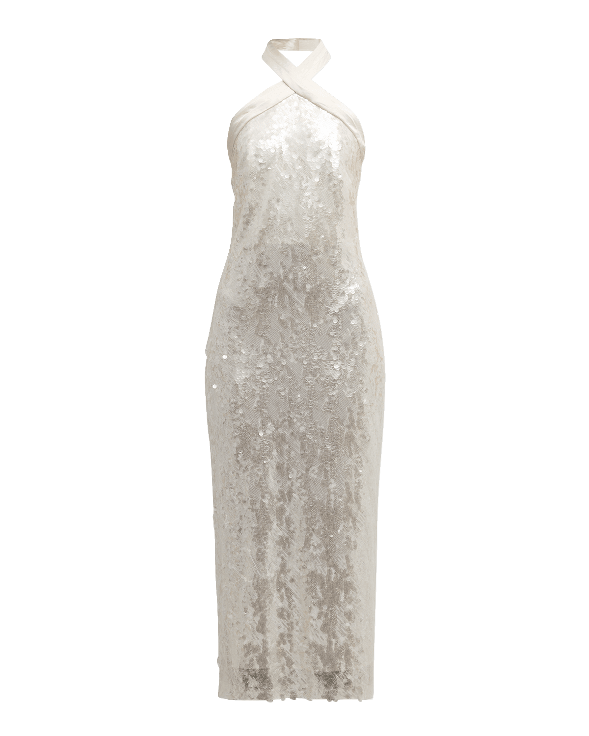 Shoshanna Sleeveless Sequin Halter Midi Dress