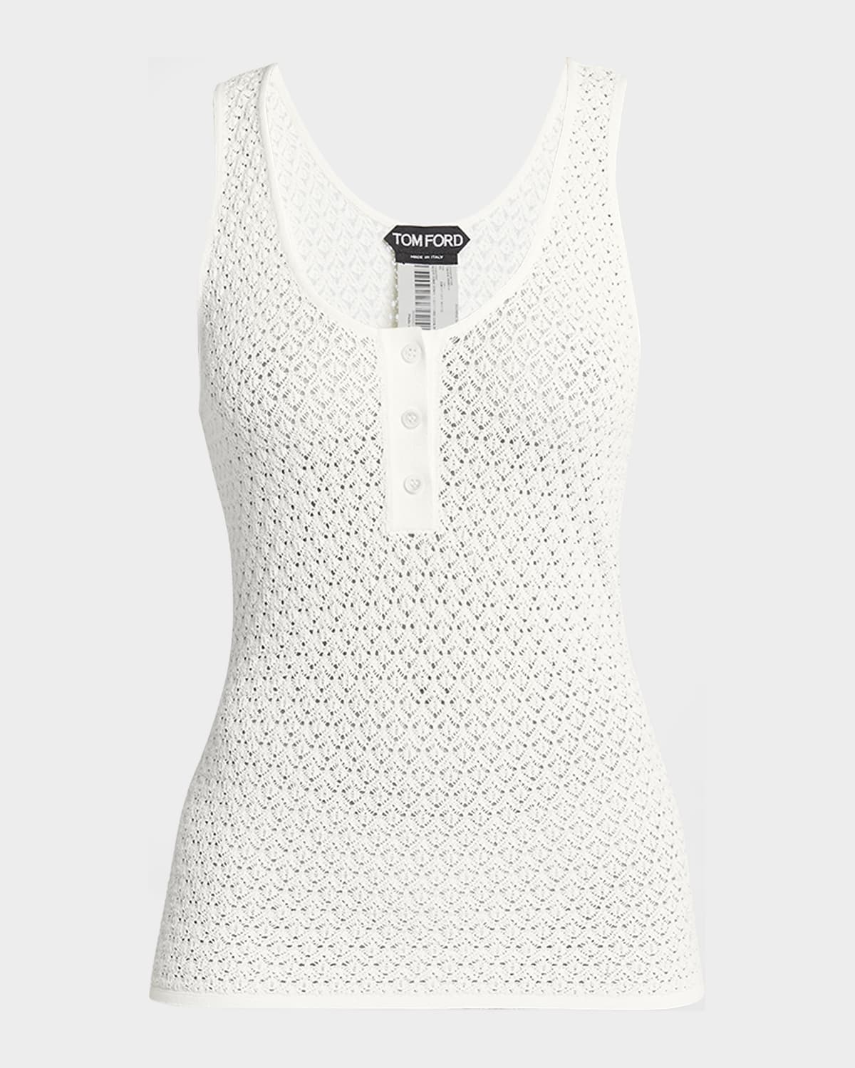 TOM FORD Openwork Knit Tank Top with Tonal Mop Buttons