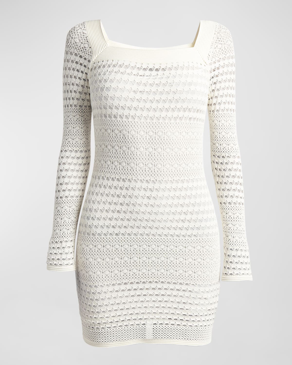 TOM FORD Square Neck Openwork Knit Mini Dress With Detachable Slip