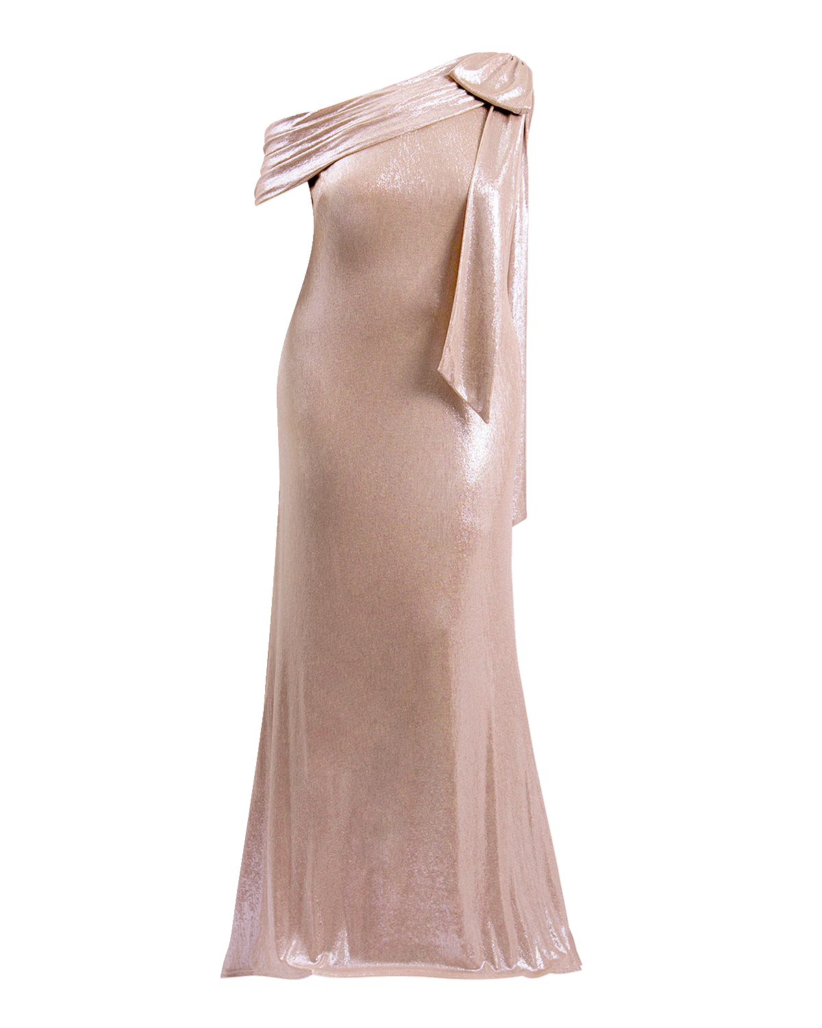 Tadashi Shoji Plus Size One-Shoulder Metallic Jersey Gown