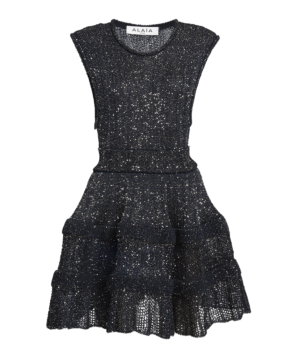 ALAIA Crino Open-Knit Mini Dress with Sequin Detail