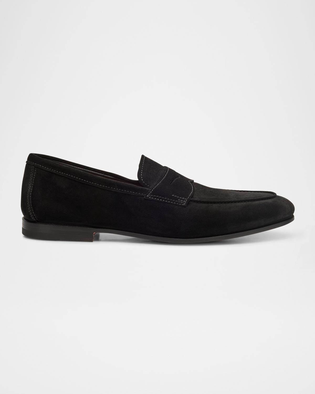 Santoni Men's Carlos Suede Penny Loafers
