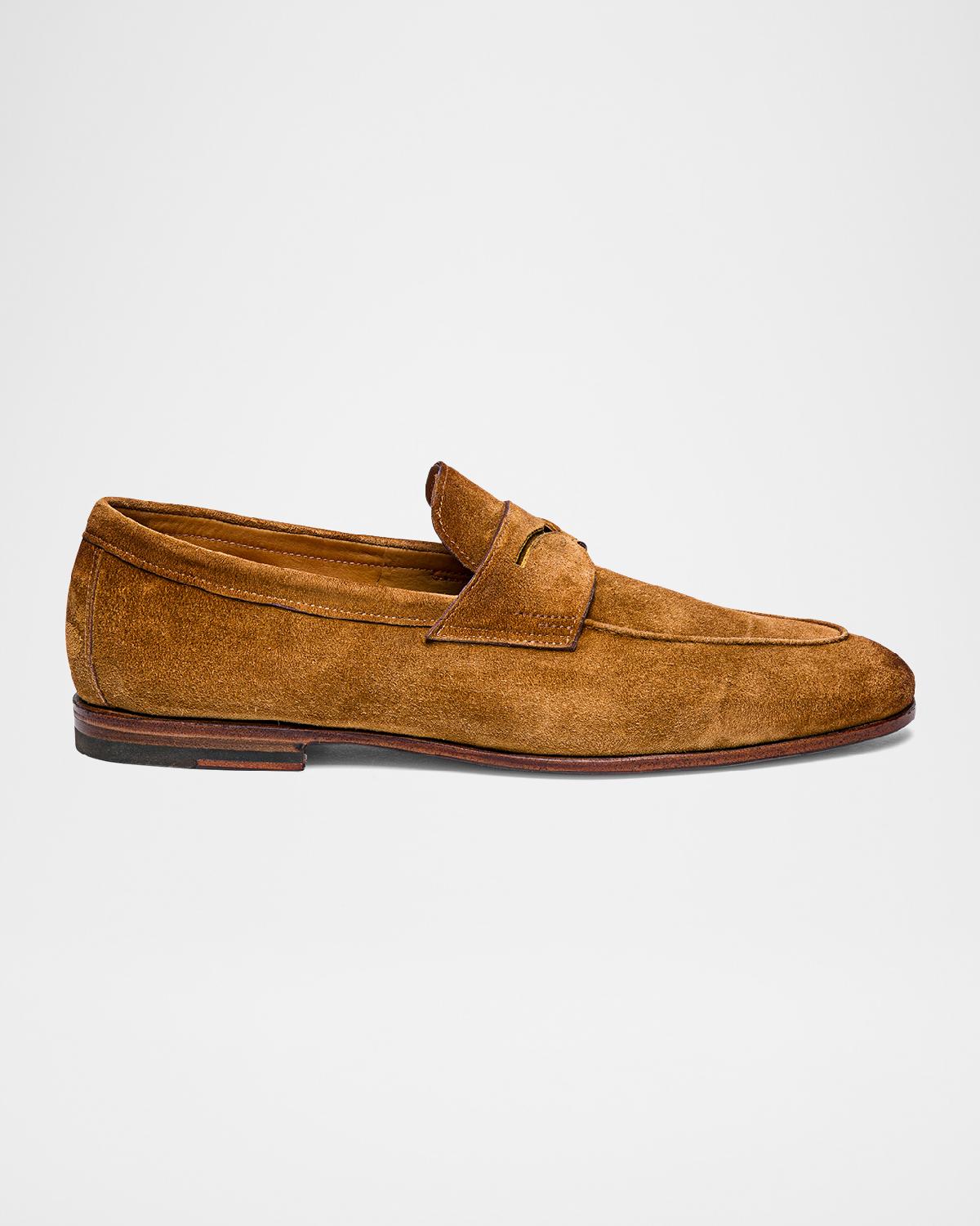 Santoni Men's Carlos Suede Penny Loafers