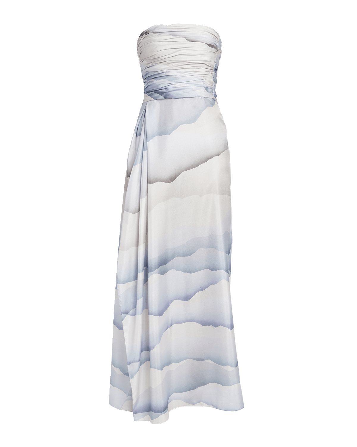 Giorgio Armani Printed Strapless Ruched Silk Dress