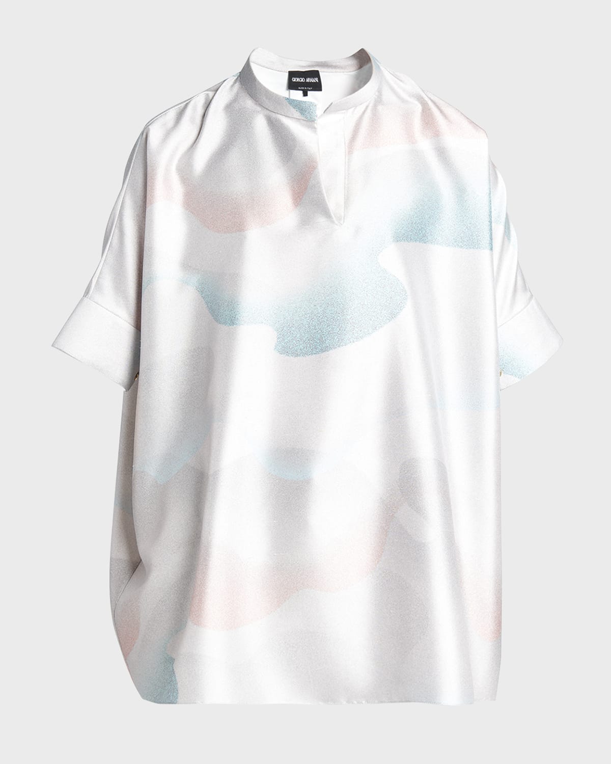 Giorgio Armani Wave-Print Oversized Silk Blouse