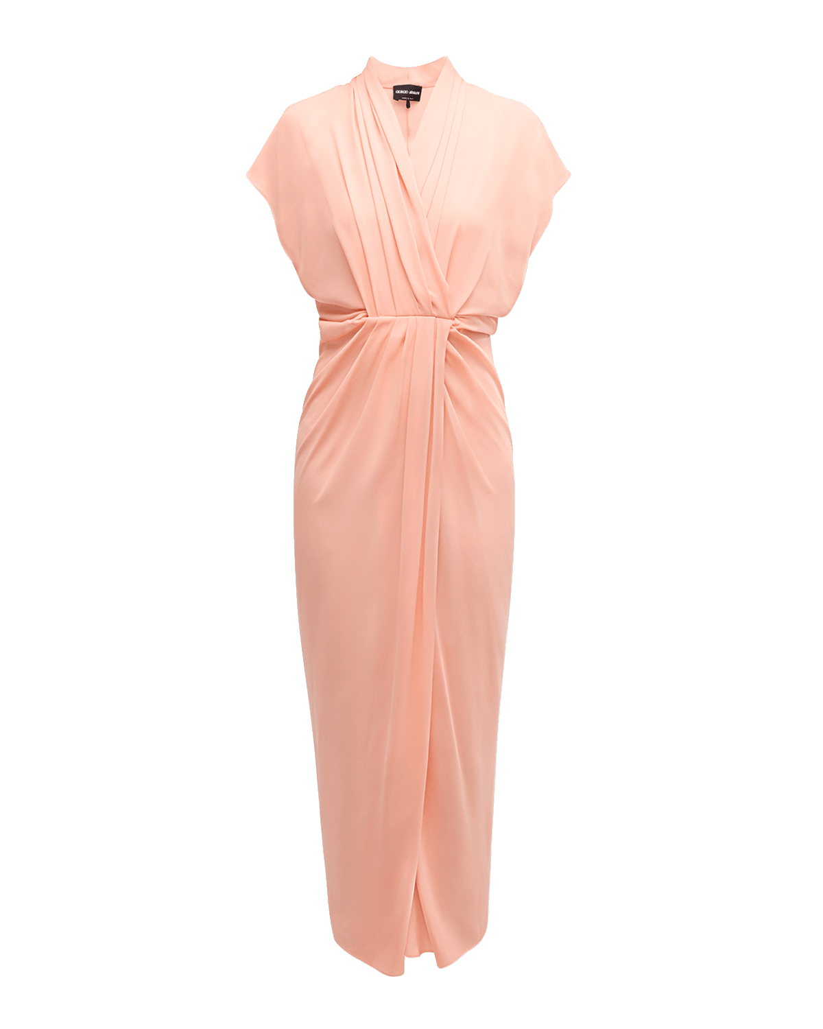 Giorgio Armani Gathered Silk Draped Midi Dress