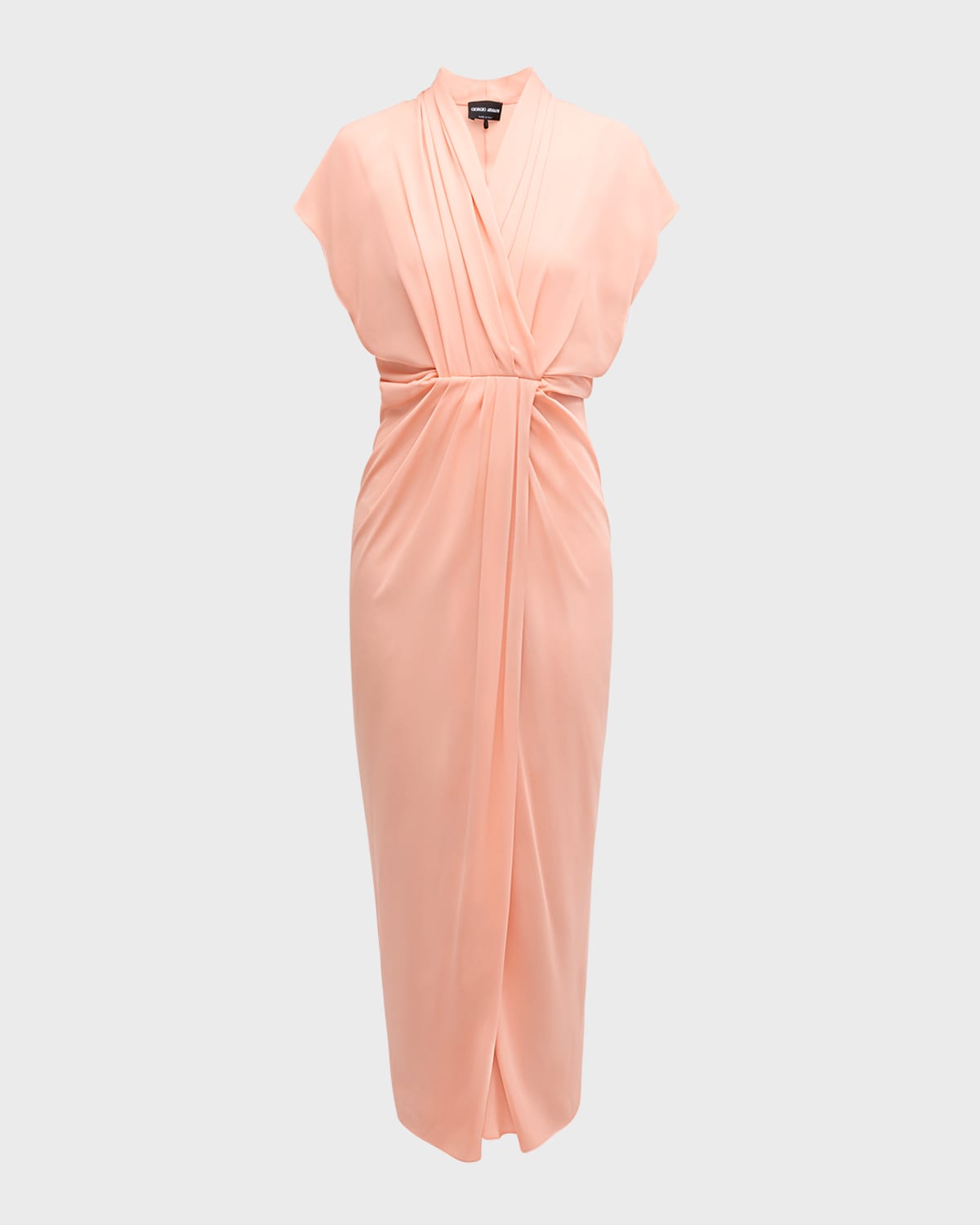 Giorgio Armani Gathered Silk Draped Midi Dress