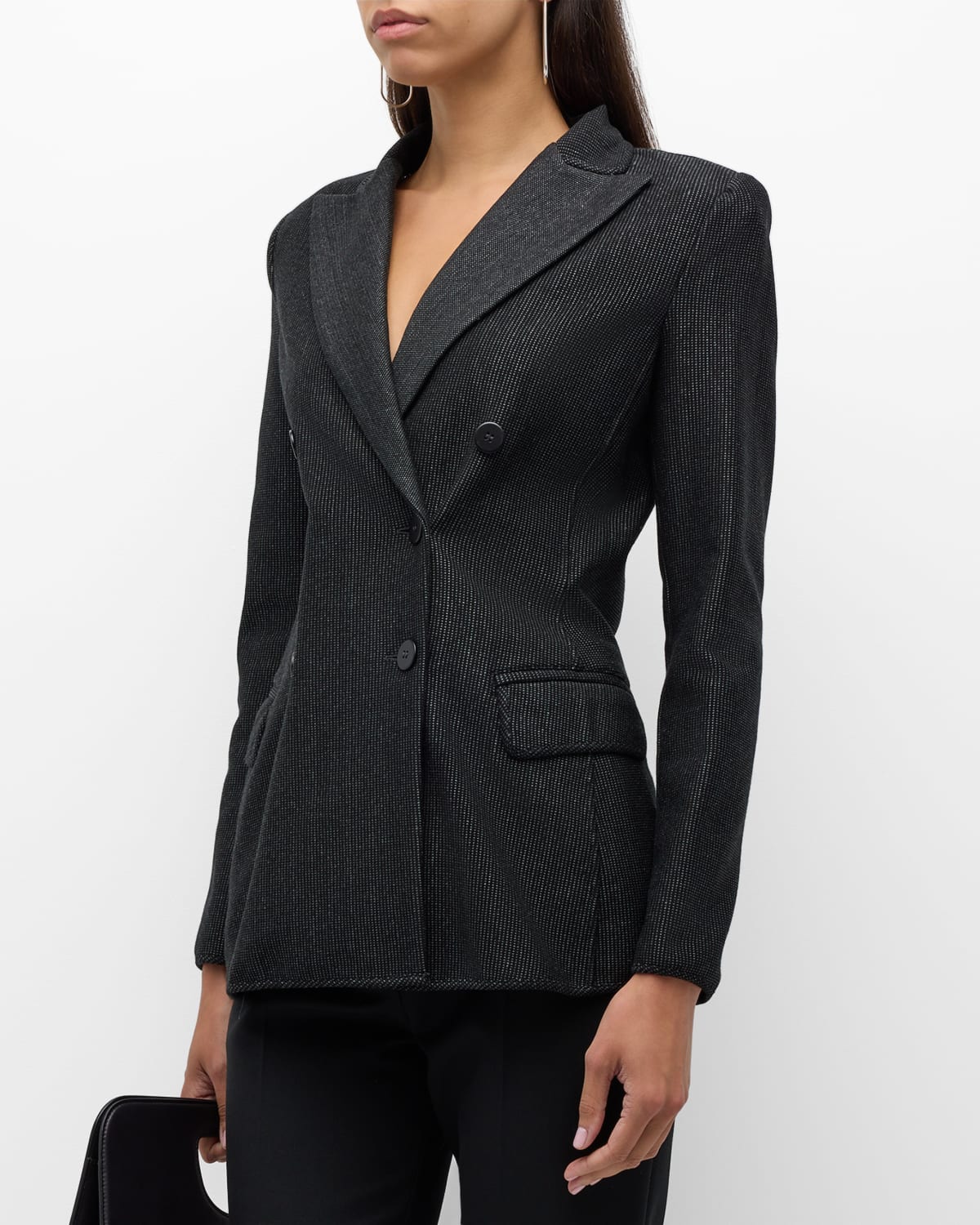 Giorgio Armani Jersey Jacquard Double-Breasted Blazer