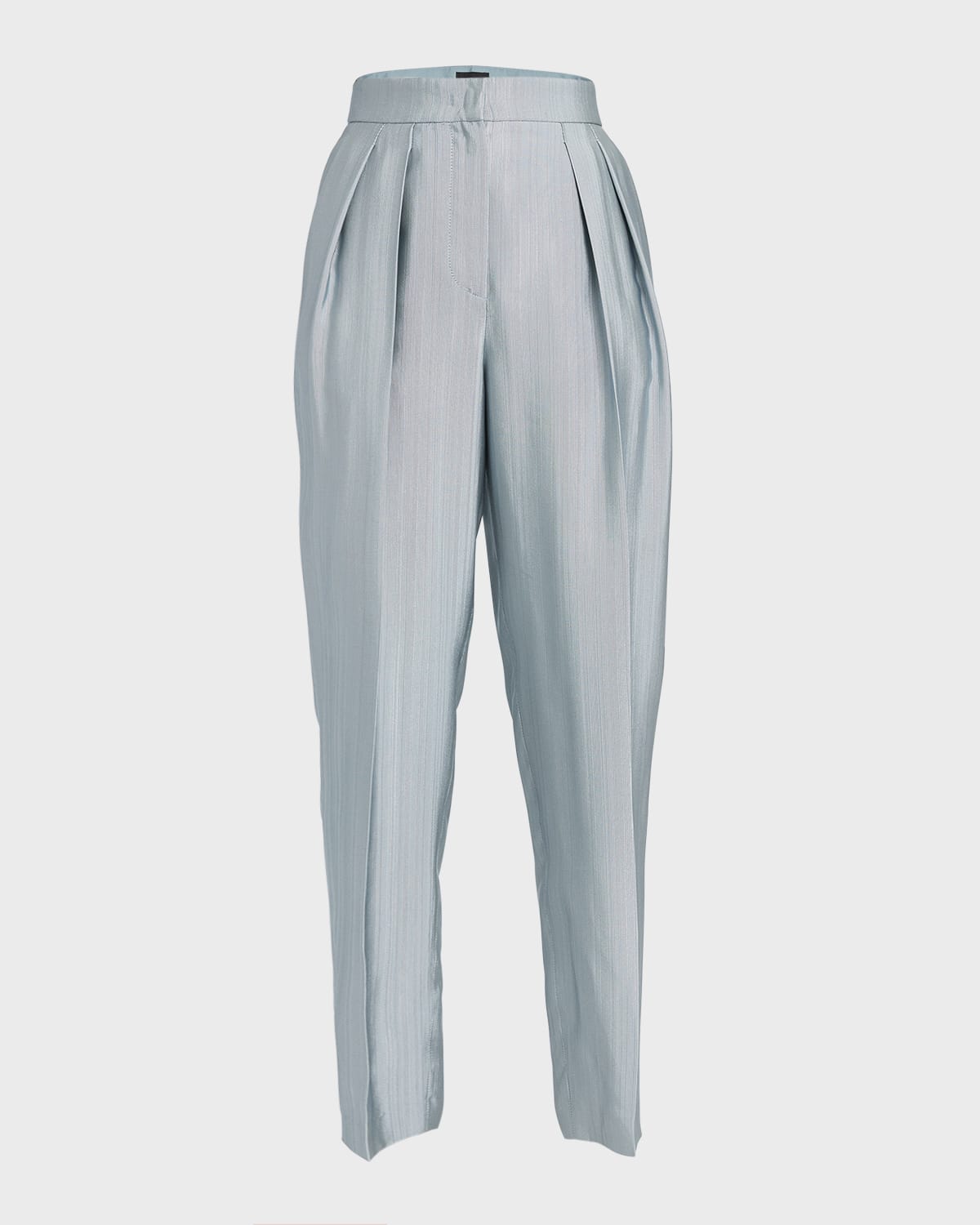 Giorgio Armani Textured Viscose Tapered-Leg Pleated Trousers