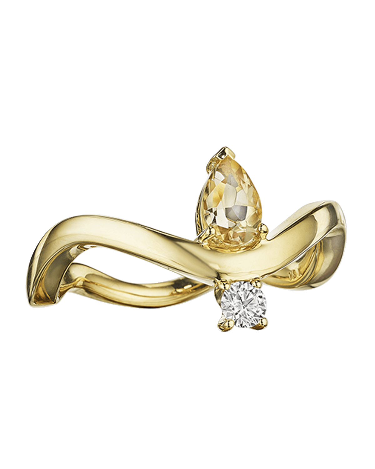 Hueb 18K Mirage Yellow Gold Ring with VS/GH Diamond and Yellow Sapphire