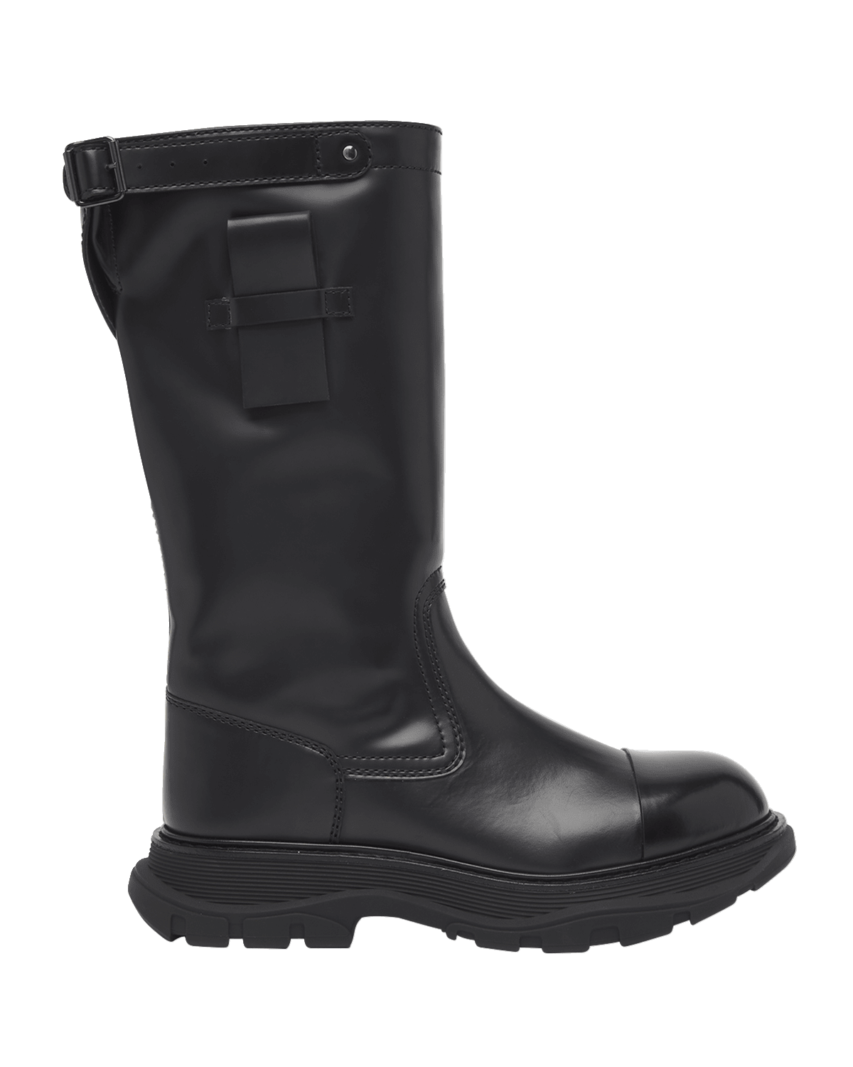 Alexander McQueen Men's Tread Leather Workwear-Sole Tall Boots