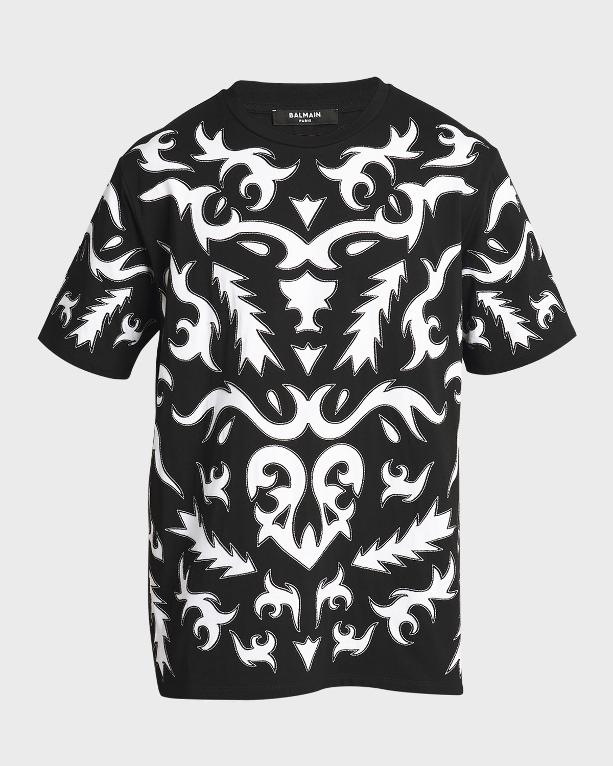 Balmain Men's Western Baroque Laser Cutout T-Shirt