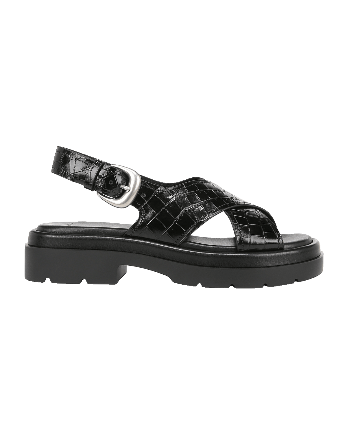 Vince Helena Croco Crisscross Slingback Sandals