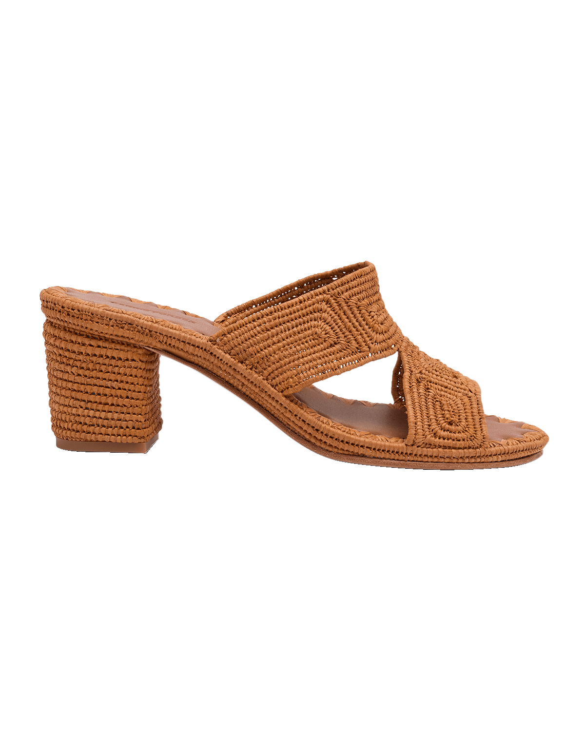 Carrie Forbes Cara Raffia Block-Heel Mule Sandals