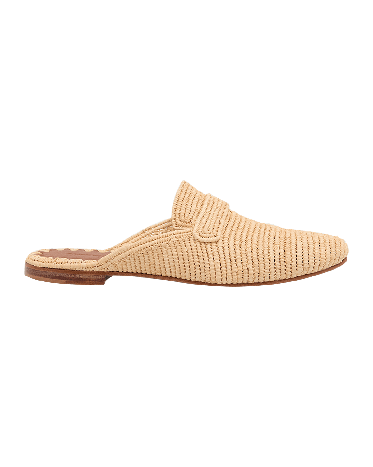 Carrie Forbes Tapa Woven Raffia Loafer Mules