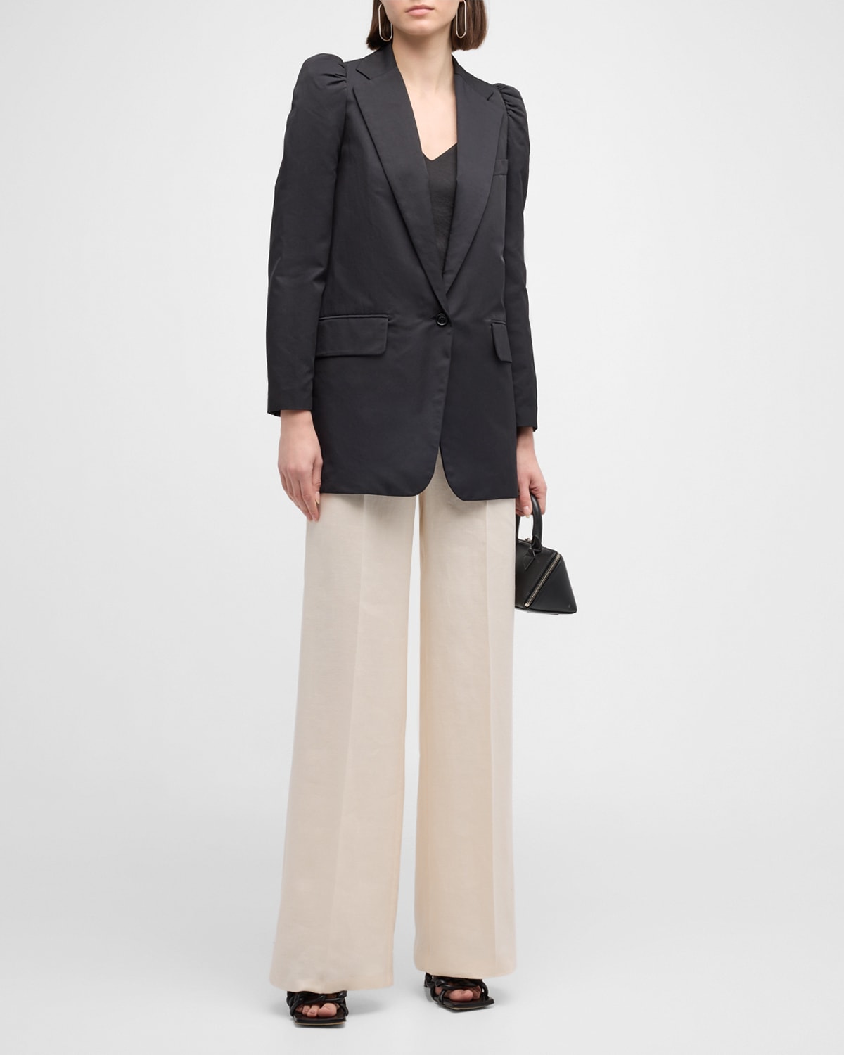 Max Mara Willy Puff-Sleeve Single-Breasted Blazer Jacket