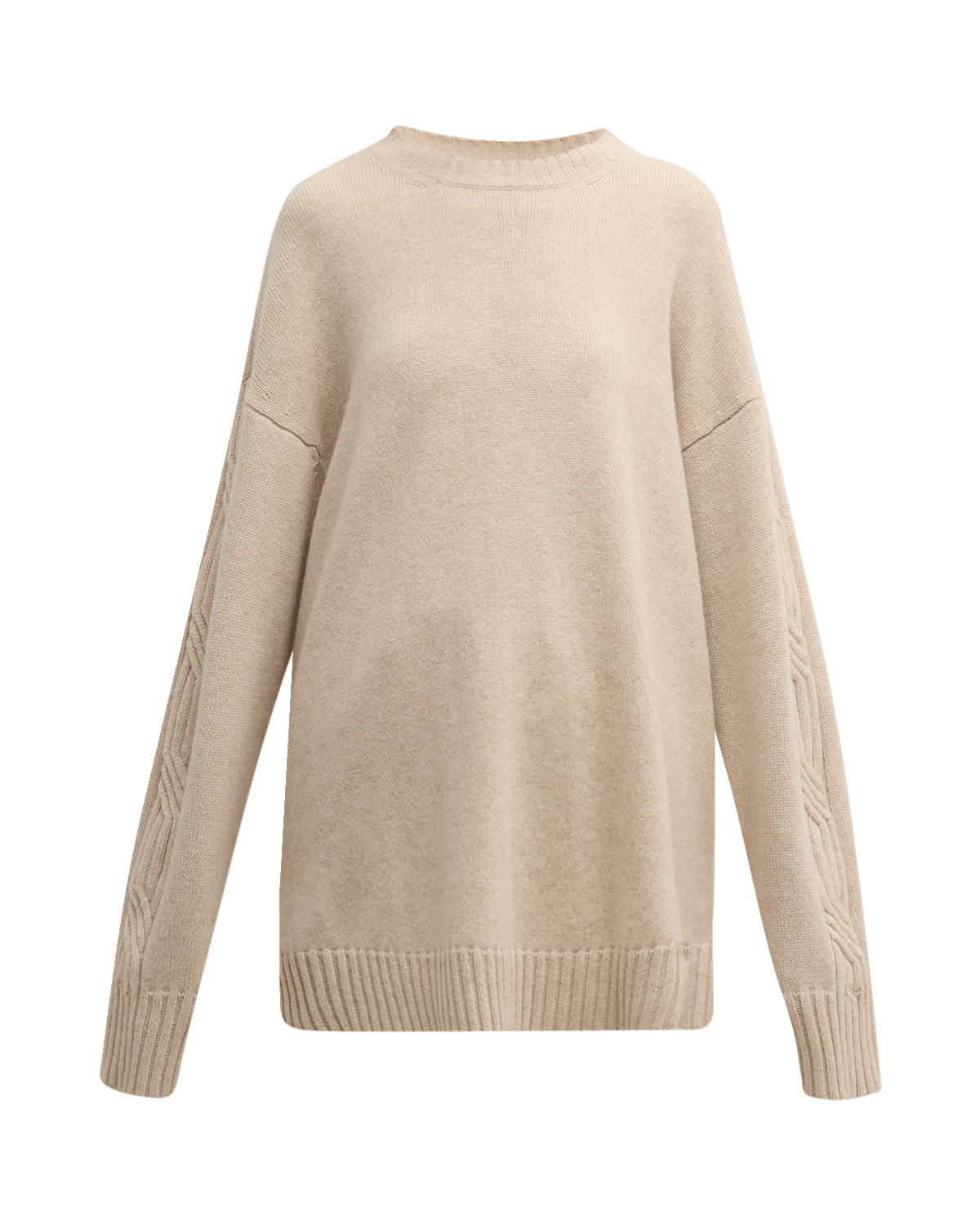 Max Mara Vicini Cable-Knit Sleeve Oversized Cashmere Sweater