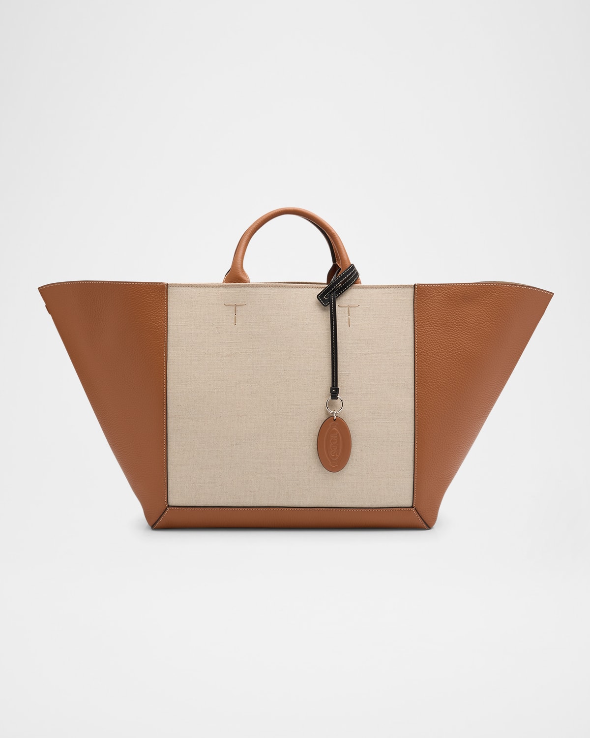 Tod's Large Double Up Leather and Canvas Shopping Bag