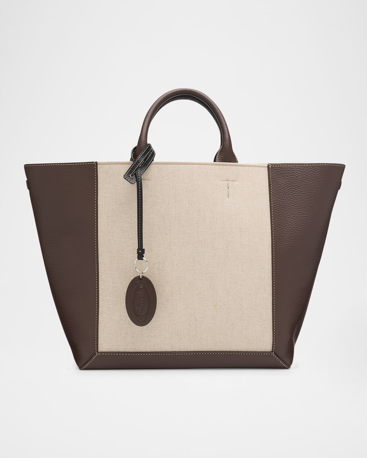 Tod's Medium Double Up Leather and Canvas Shopping Bag