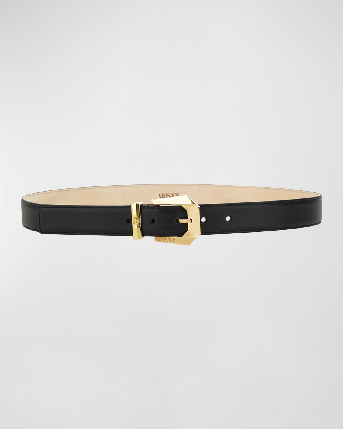 Versace Medusa Heritage Leather & Brass Belt