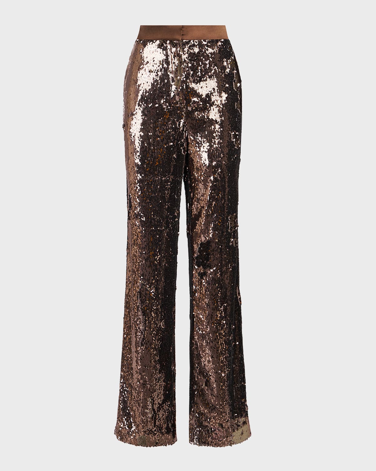 Halston Jett High-Rise Straight-Leg Sequin Trousers