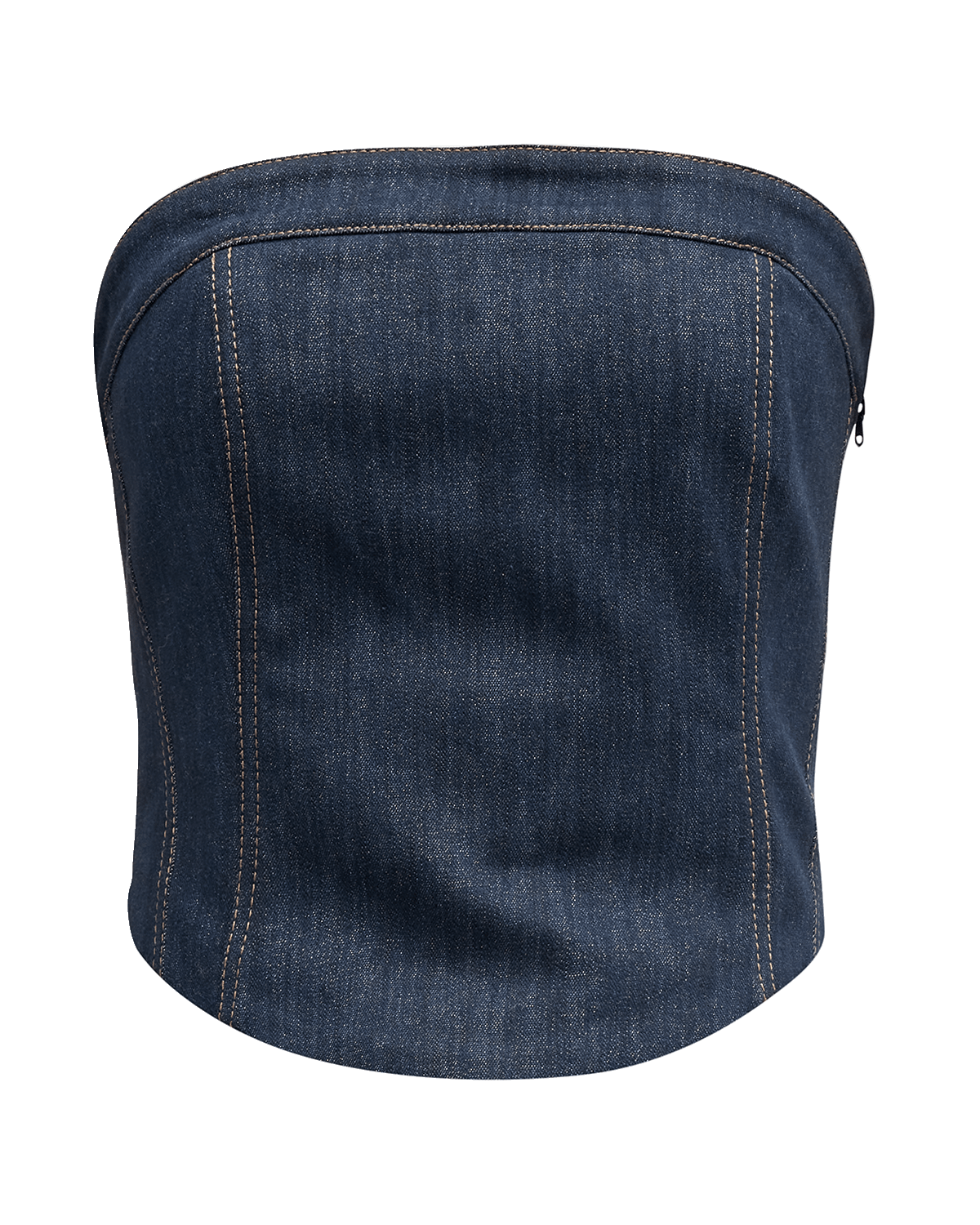 Brunello Cucinelli Metallic Denim Strapless Corset Top