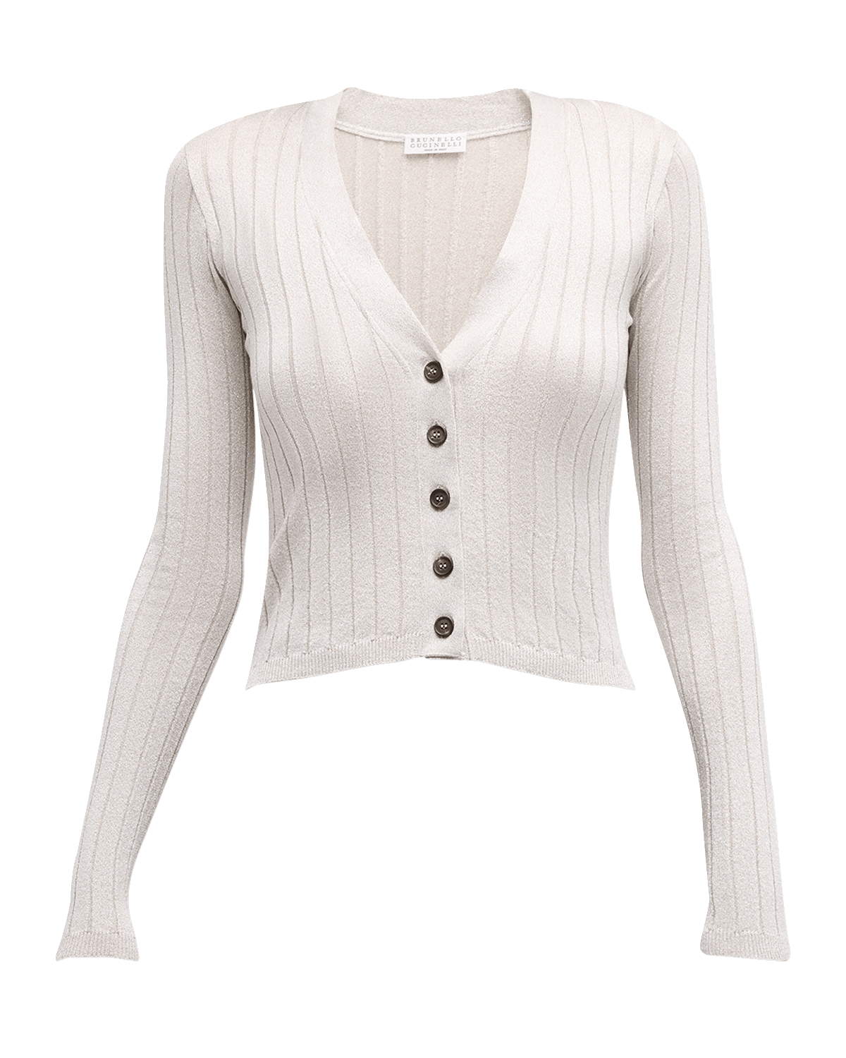 Brunello Cucinelli Silk Lurex Wide-Ribbed Cardigan