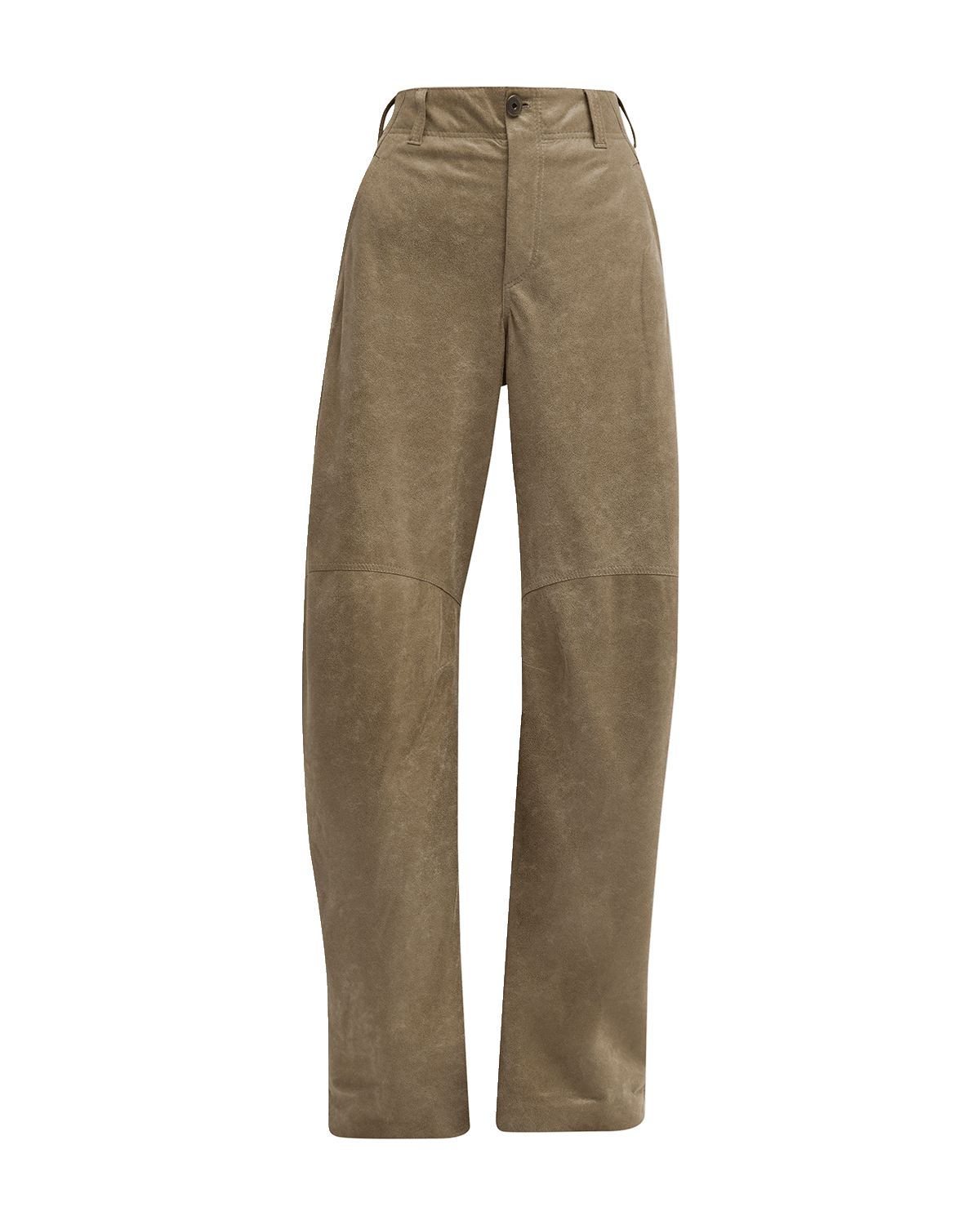 Brunello Cucinelli Metallic Suede Curved Wide-Leg Trousers