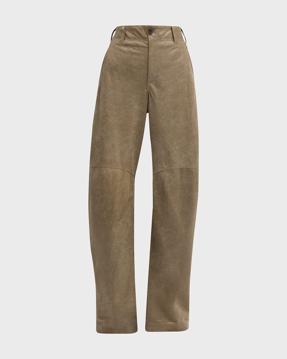 Brunello Cucinelli Metallic Suede Curved Wide-Leg Trousers