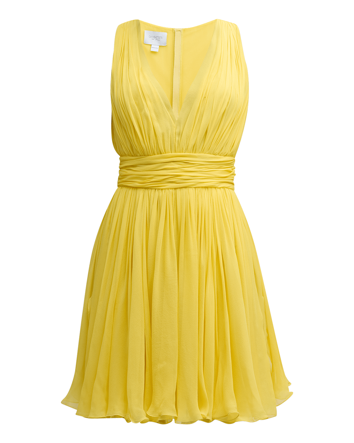 Giambattista Valli Plunging Pleated Sleeveless Silk Georgette Mini Dress