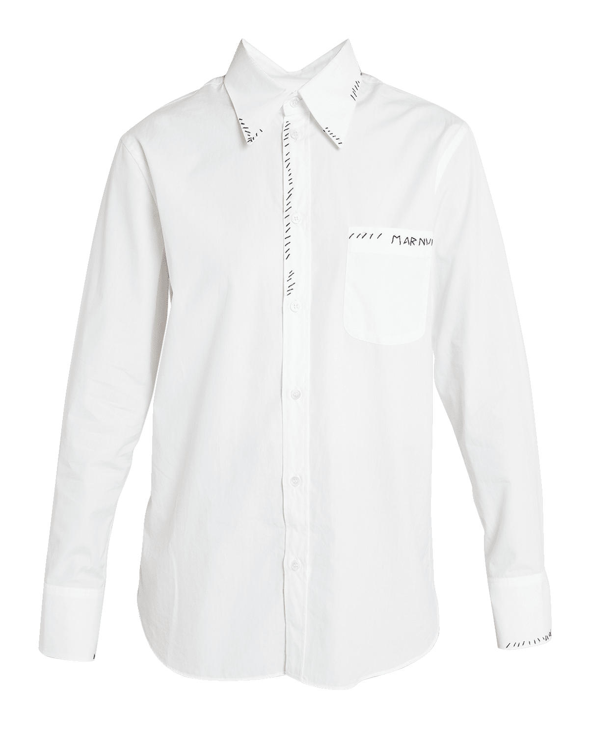Marni Button-Front Shirt with Contrast Stitching