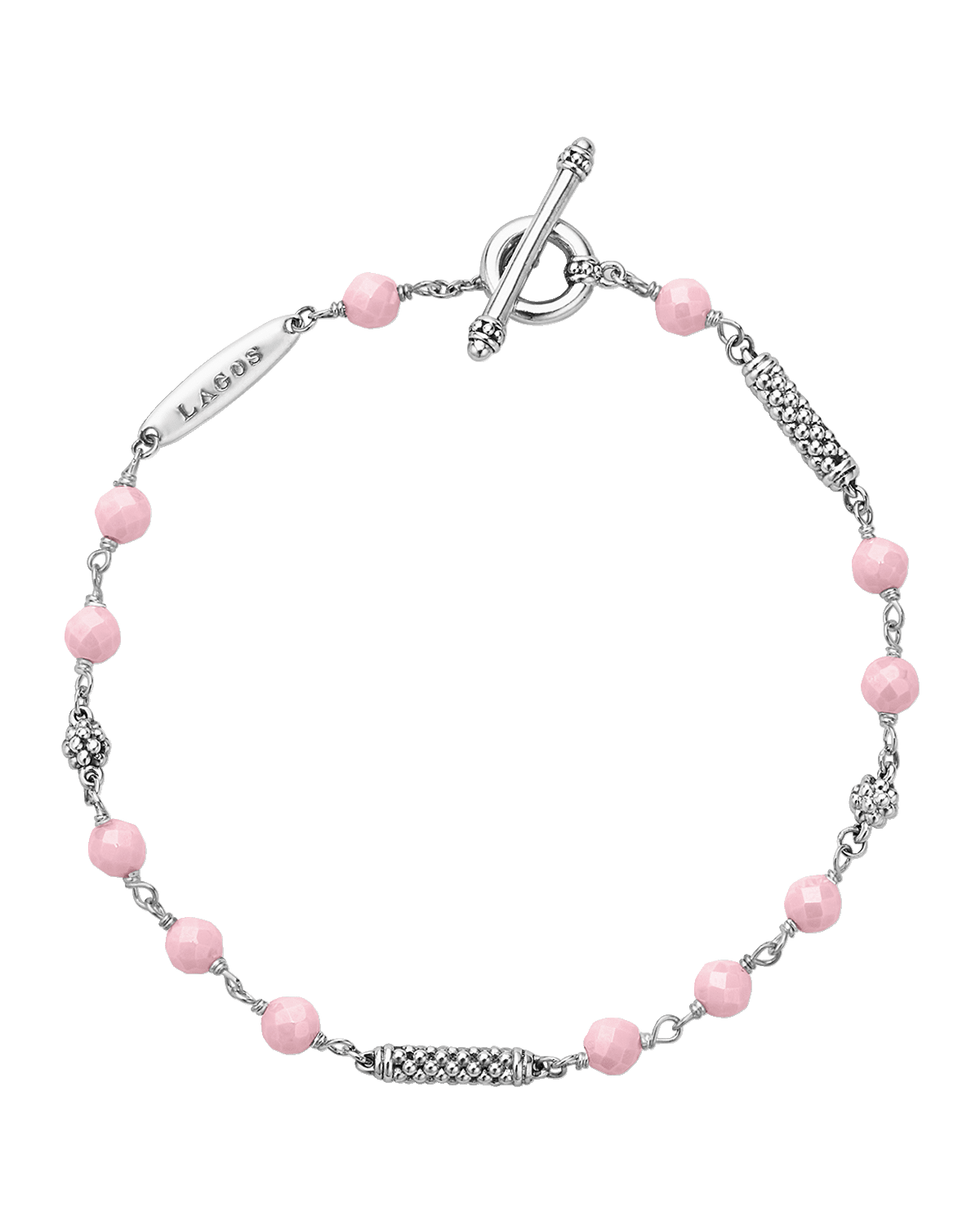 LAGOS Sterling Silver Caviar Icon Pink Ceramic 4mm Bracelet