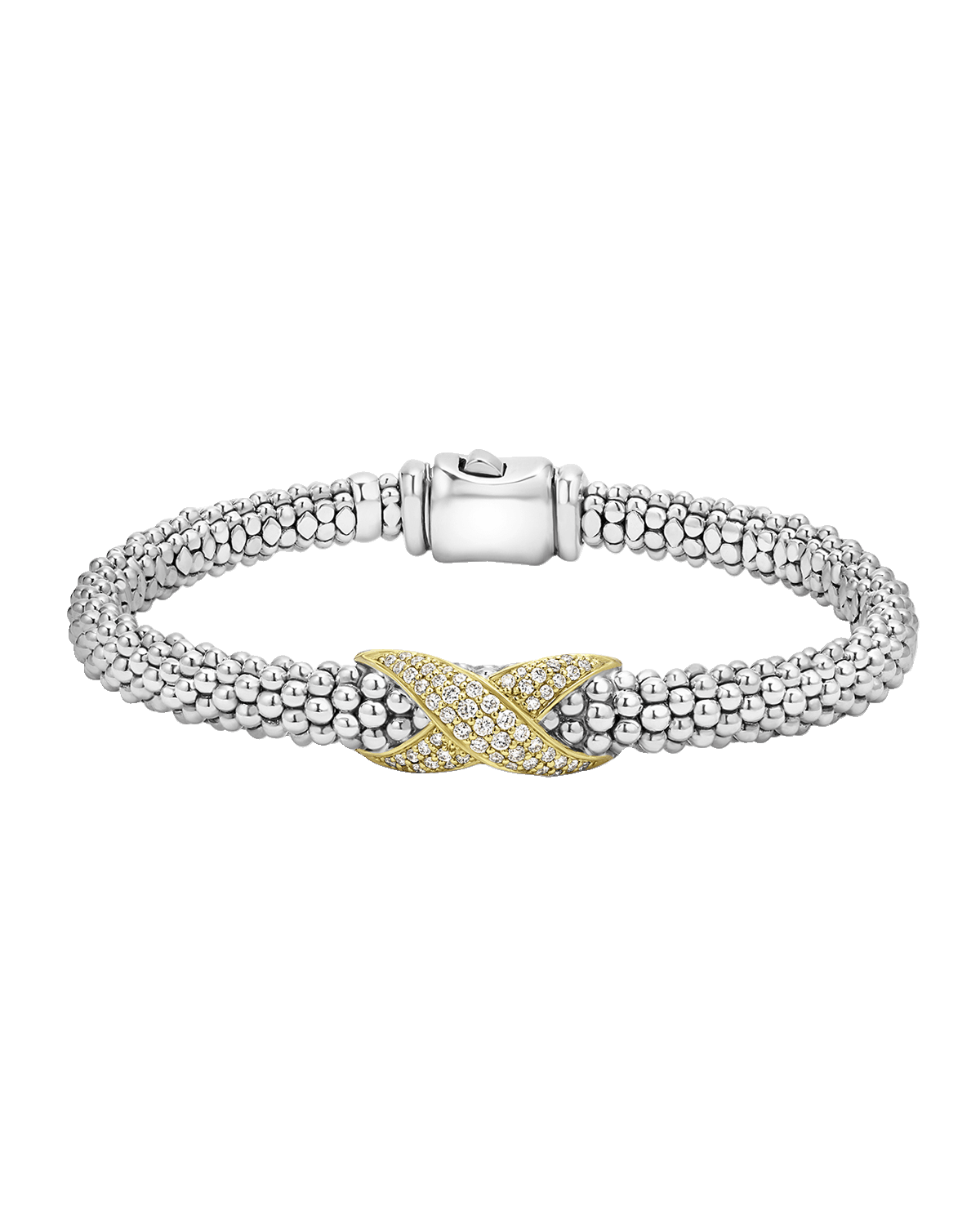 LAGOS Sterling Silver and 18K Embrace Diamond Pave Rope Bracelet