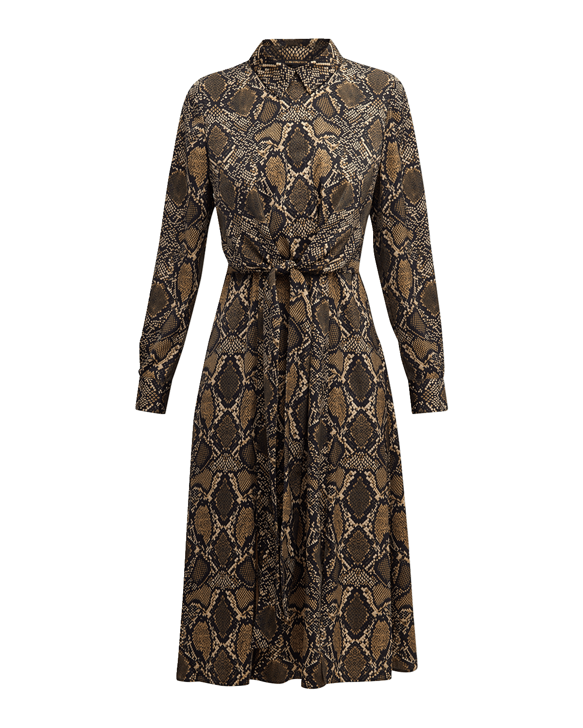 Kobi Halperin Marina Snakeskin-Print Tie-Waist Shirtdress
