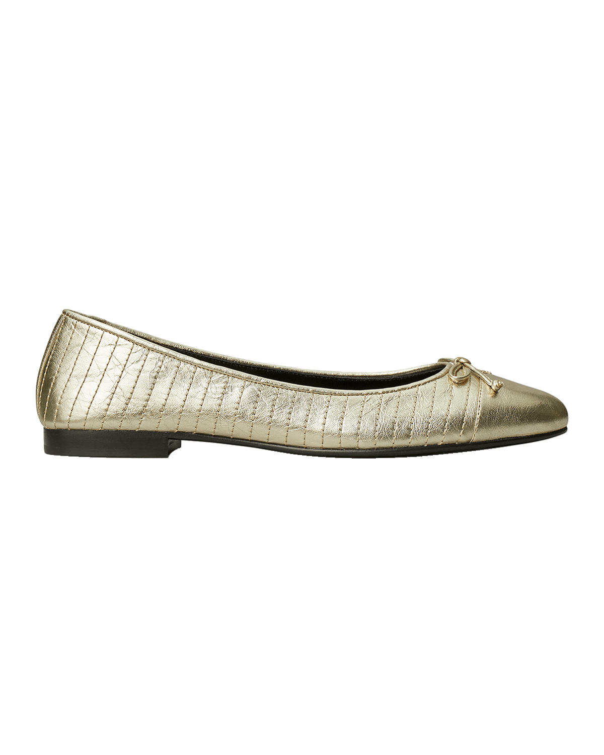 Tory Burch Quilted Metallic Bow Ballerina Flats