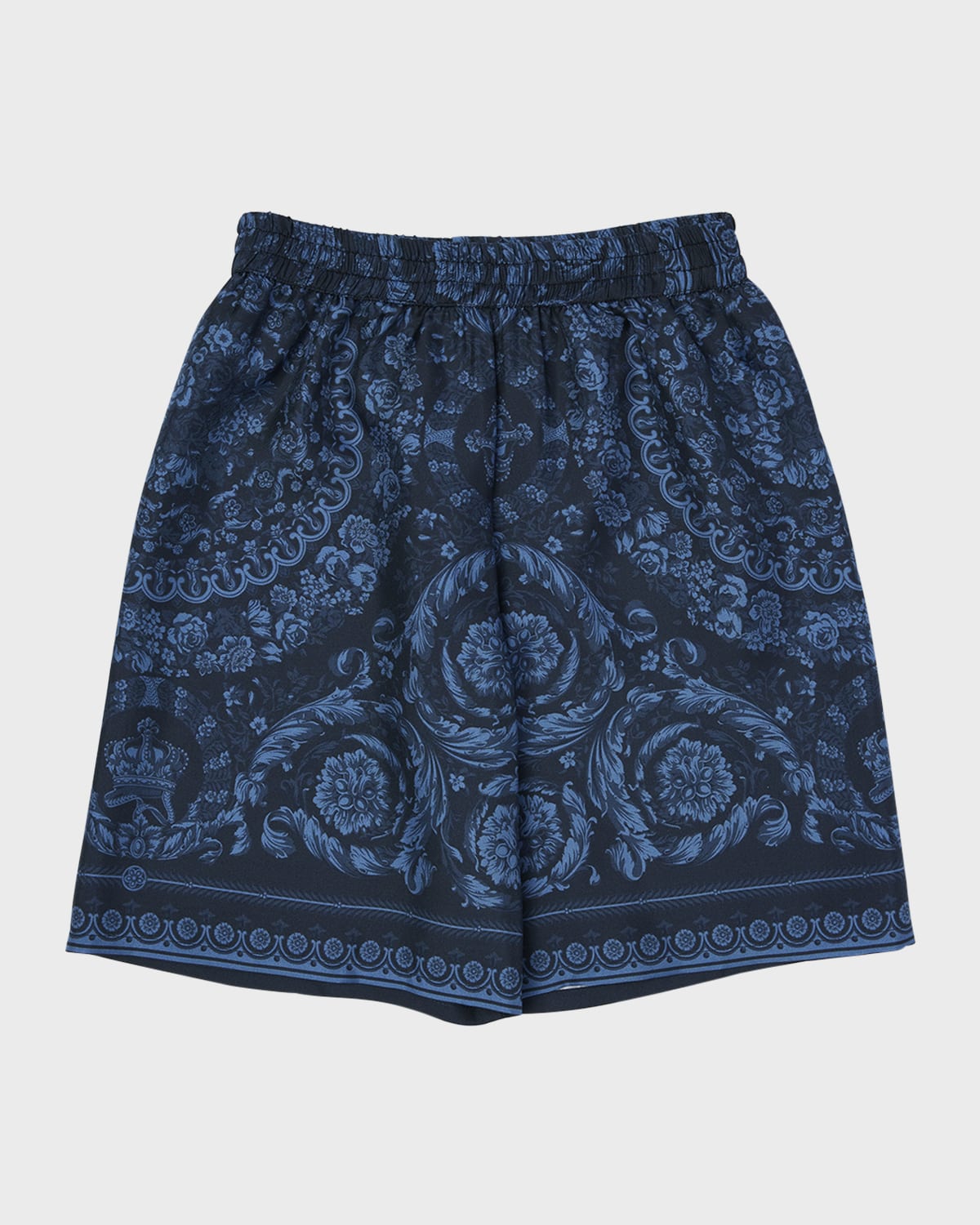 Versace Boy's Barocco Silk Twill Foulard Shorts, Size 4-6