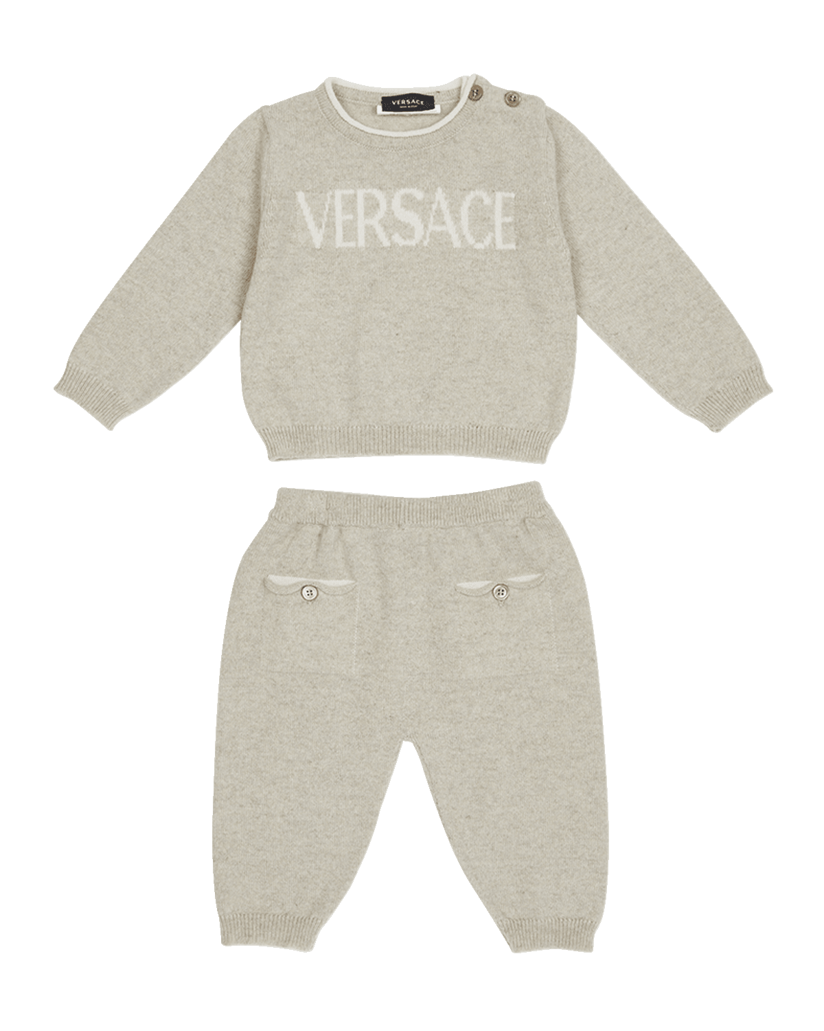 Versace Boy's Cashmere Logo Two-Piece Set, Size 0M-9M