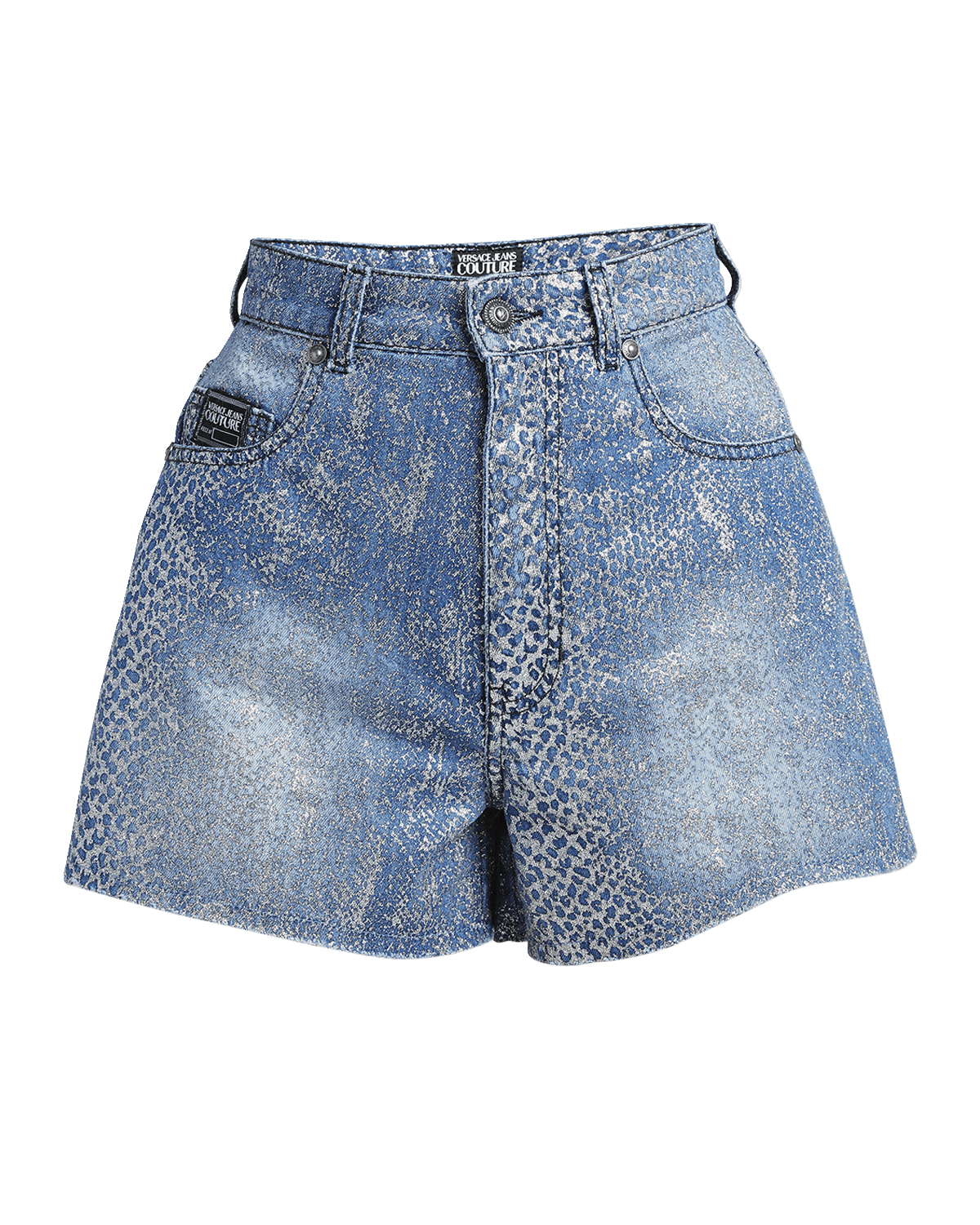 Versace Jeans Couture 5-Pocket Metallic Denim Shorts