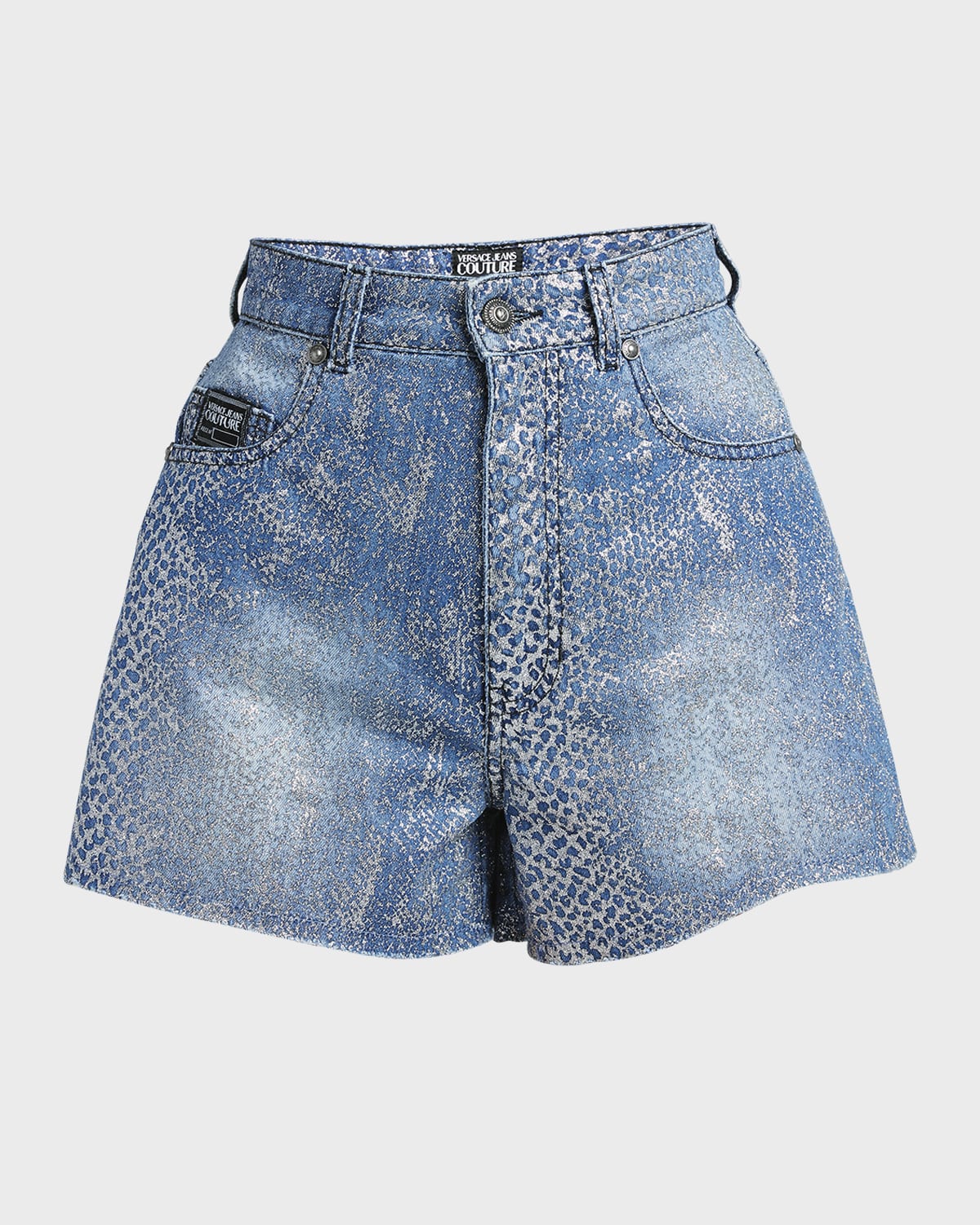 Versace Jeans Couture 5-Pocket Metallic Denim Shorts