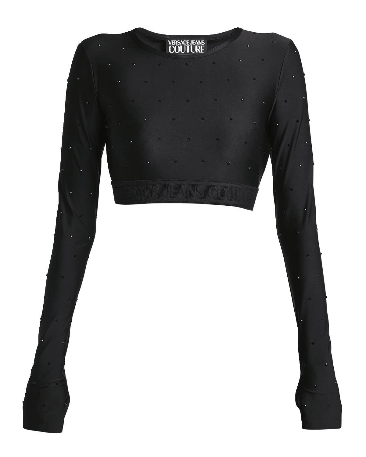 Versace Jeans Couture Long-Sleeve Crystal Logo Band Top