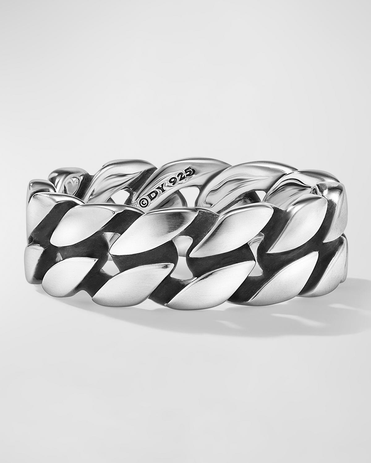 Men & apos;s Curb Chain Ring in Silver, 8mm