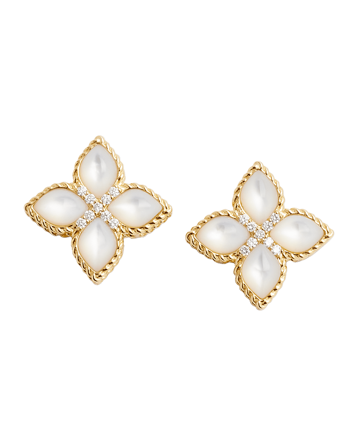 Roberto Coin Venetian Princess 18K Mother of Pearl Earrings with Diamonds